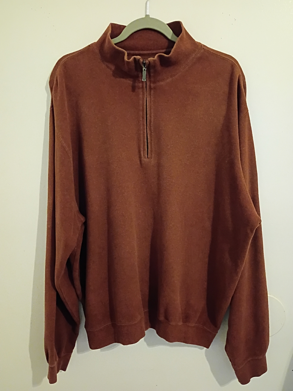 Men's 1/4 Zip Fleece Pullover Brown Golf Sz XL